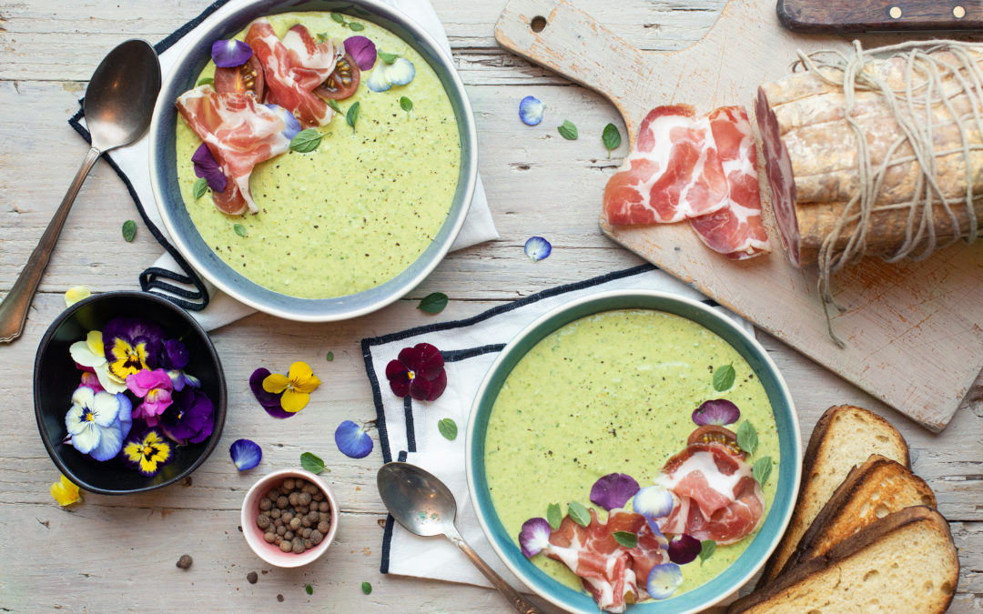 Gazpacho di pomodori verdi con Coppa di Parma