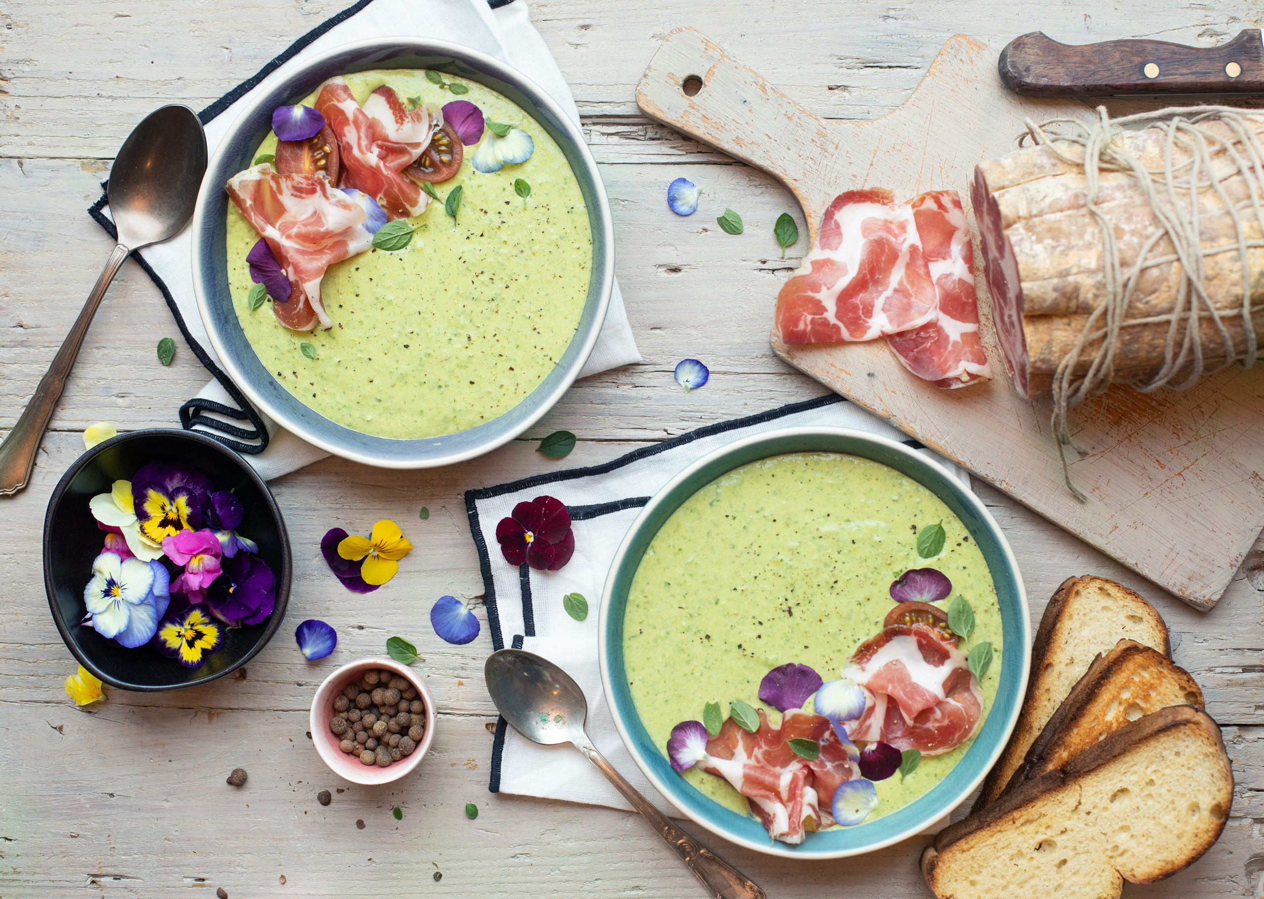 Gazpacho di pomodori verdi con Coppa di Parma