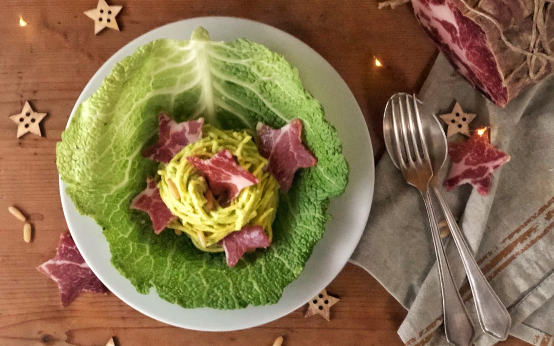 Tagliolini con crema di Verza e Coppa di Parma IGP