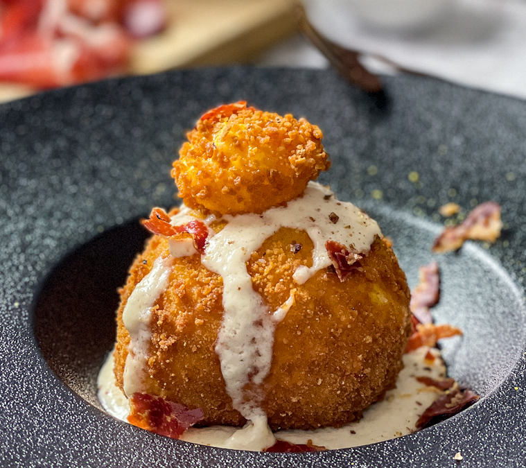 Frittura Verticale con Chips di Coppa di Parma IGP