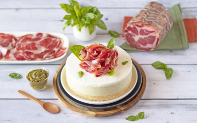 Cheesecake salata con pesto di basilico e Coppa di Parma IGP