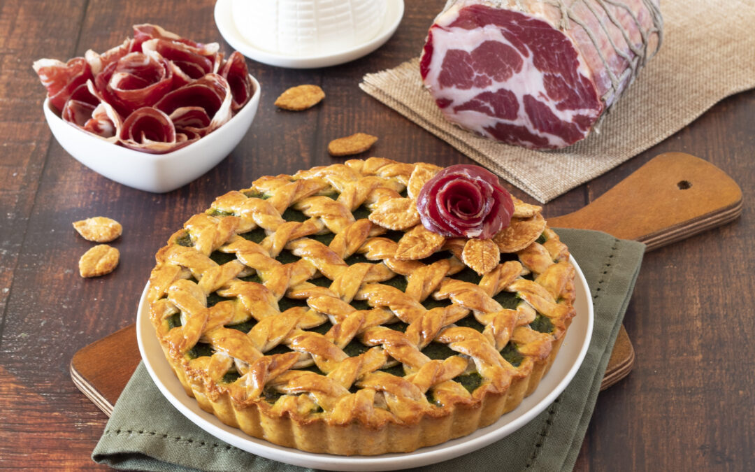 Crostata salata con bietola, ricotta, asiago e Coppa di Parma IGP